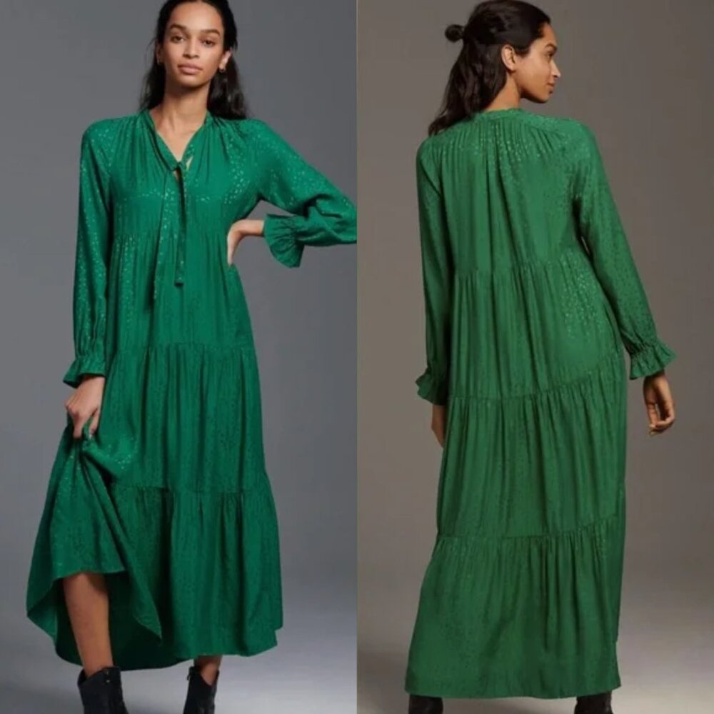 Maeve by Anthropologie | Wendy Tiered Maxi Dress | Teal | LP
